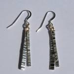 Double Drop Hammered Silver Earrings 40