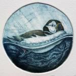 Puffin in the Rain Etching 8cm 95