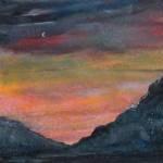 Buachaille Etive Moon light Watercolour 7x5ins 75