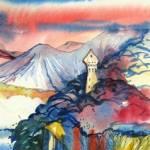 The High Road watercolour 160x300mm 252