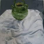 Green Pot on Table Oils 40x40cm 333