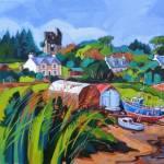 Crocosmia & Castle Tarbert 70x50cm Acrylic 795