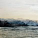 Scottish Loch watercolour/embriodery 8x12ins 195