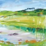 Hilltop Cottages Gigha oil/mixed media 54x54cm 250