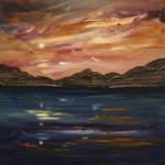 Loch Ness Full Moon from Dores oils 12x12ins 345