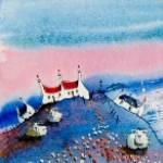 Sailboat Shadows Watercolour 39x13cm 280 SOLD