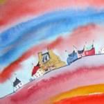 Harbour Seascape Watercolour 390mmx190mm 280