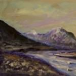 The Cuillins in Winter from Sligachan oils 36x12ins 595