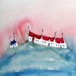 Tiree Terrace watercolour 130mmx130mm 84