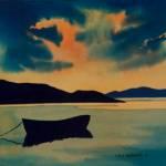 Light on the Loch watercolour 7x7ins 295