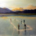 Winter Curling on the Loch  Oils  50x50cm 850